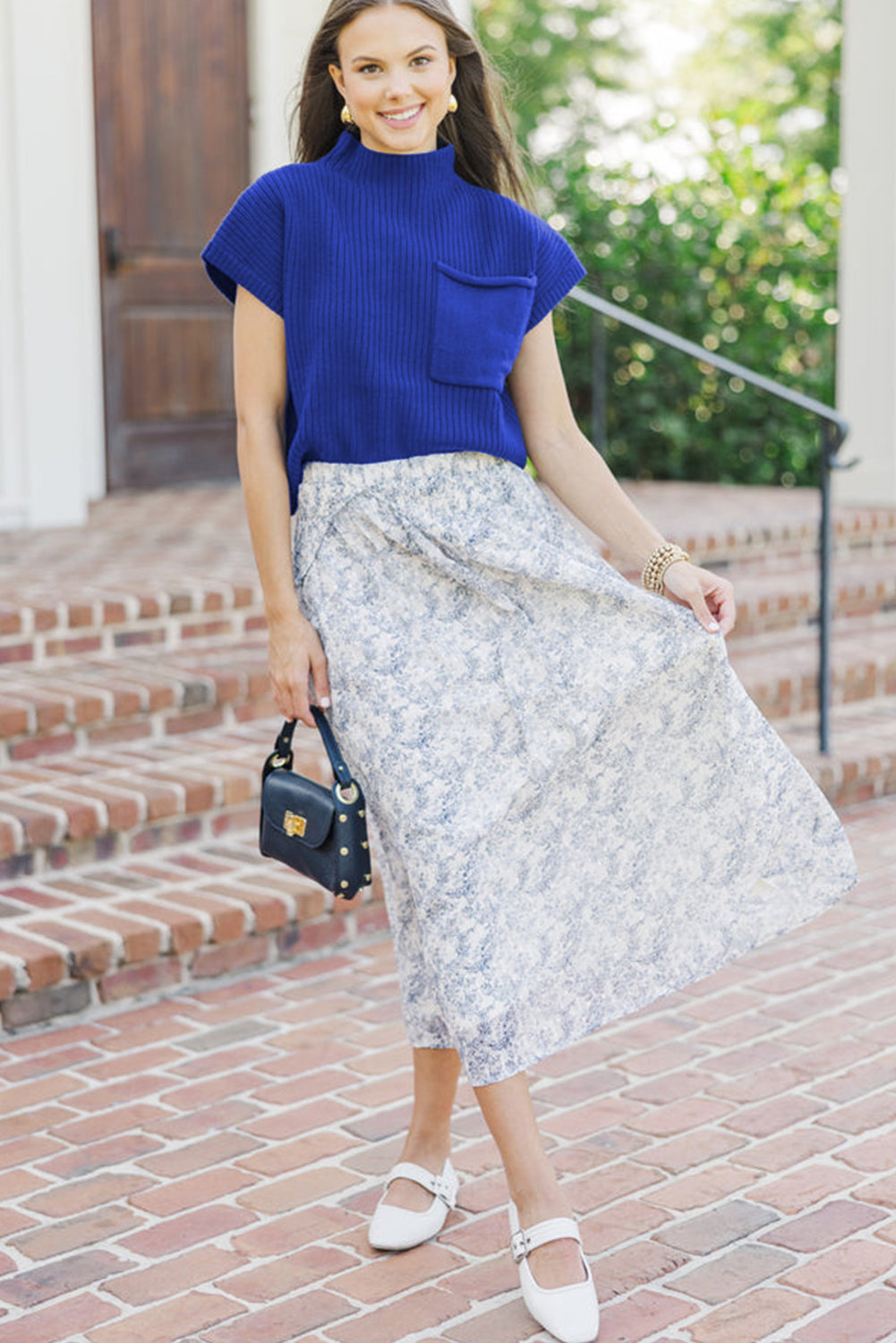 Oatmeal Patch Pocket Ribbed Knit Short Sleeve Sweater