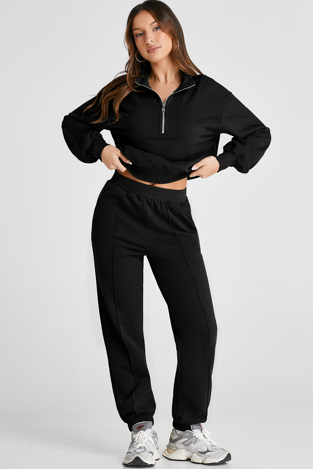 Vineyard Green Half Zip up Pullover Active Top and Joggers Set