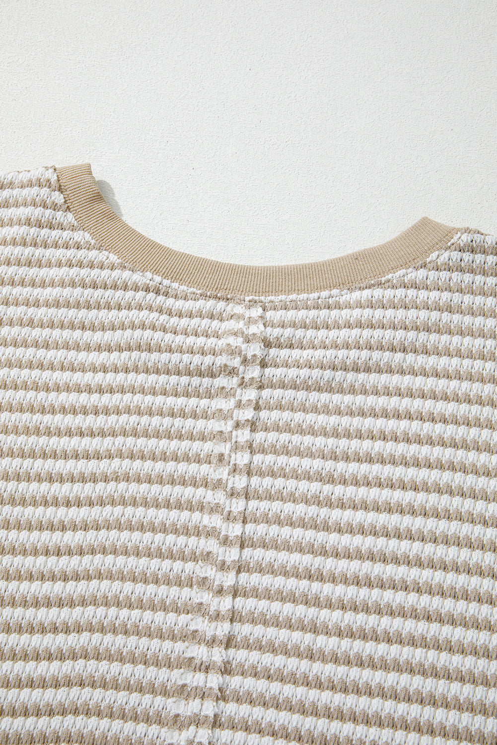 Red Stripe Ribbed Trim Drop Shoulder Long Sleeve Oversize Top