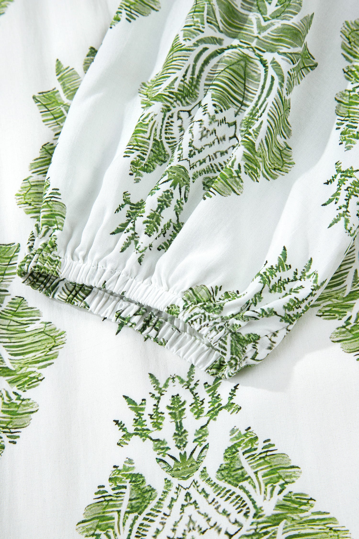 Green Floral Print Contrast Patchwork Ruffle Detail Mini Dress