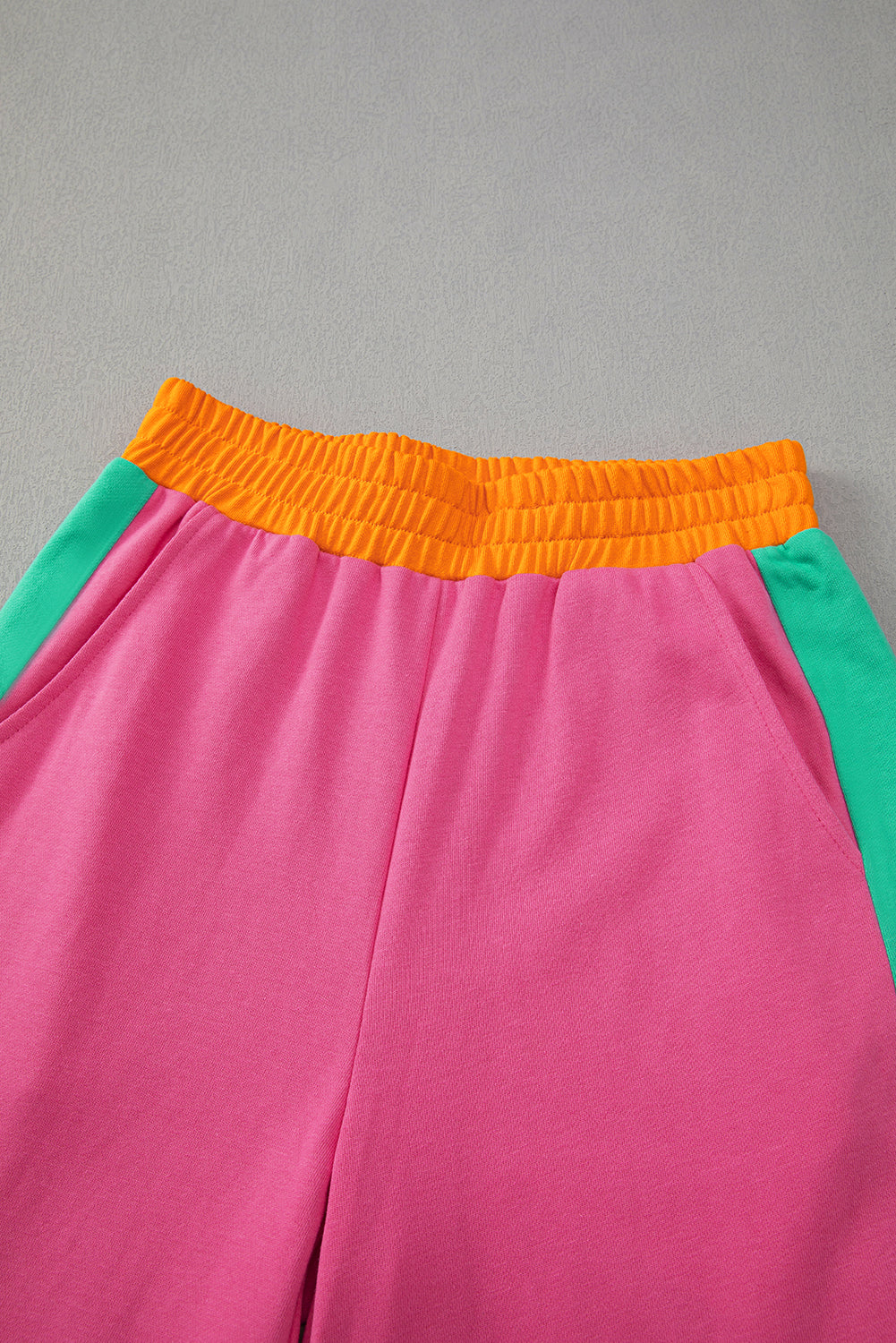Apricot 2pcs Color Block Pullover Loose Pant Set