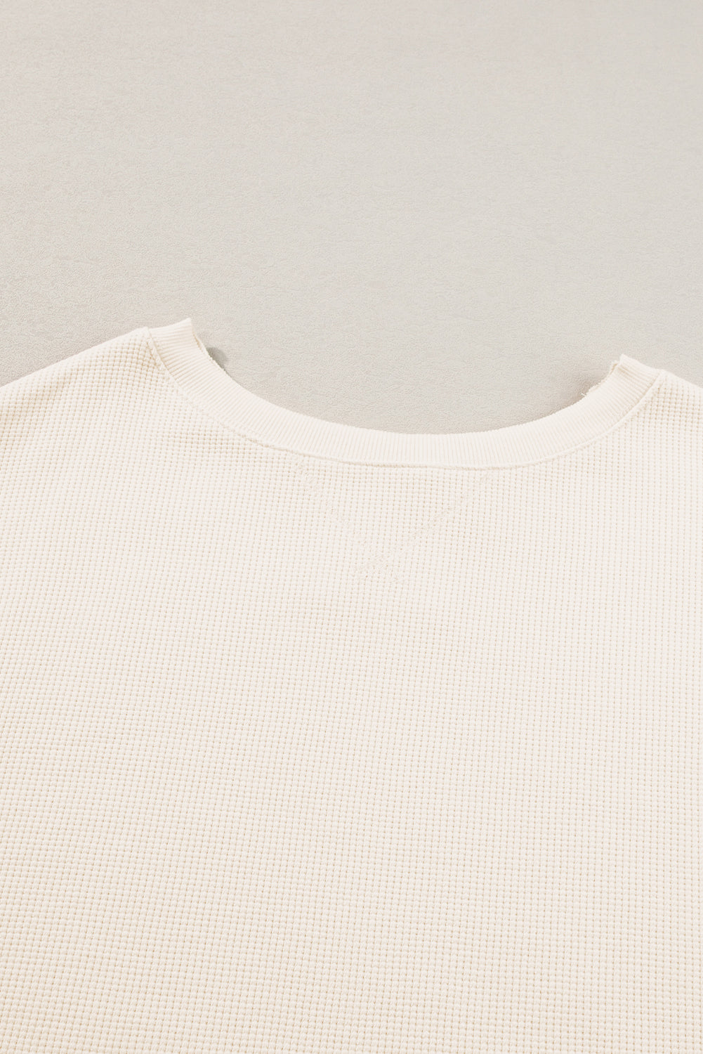 White Waffle knit Bishop Sleeve Split Oversized Top