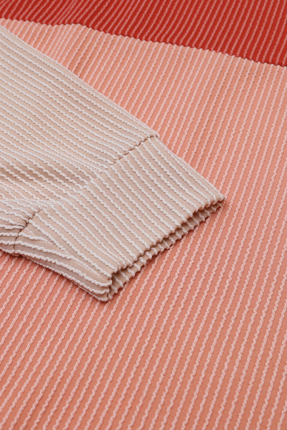 Pale Chestnut Color Block Corded Long Sleeve Top