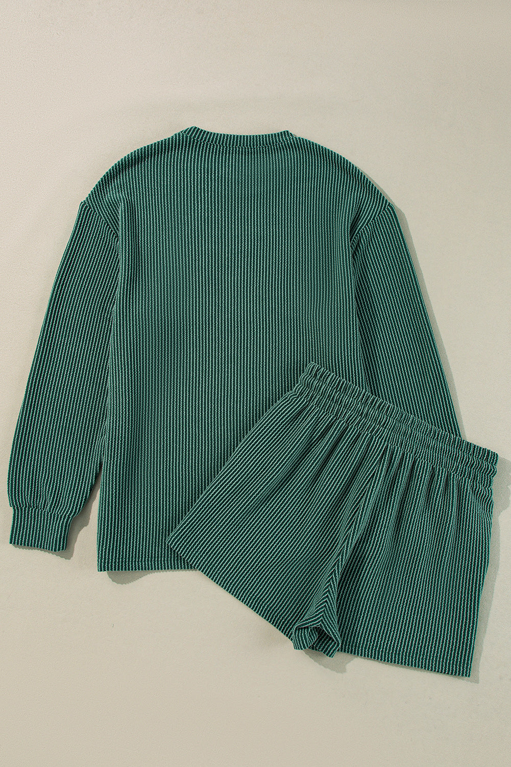 Black MERRY Corded Long Sleeve Top and Pockets Pants Set