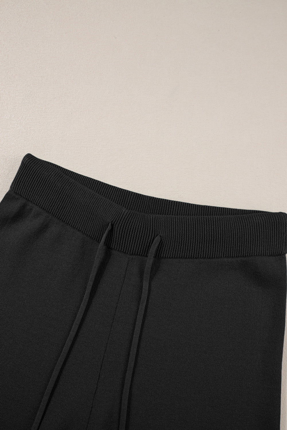 Blackish Green Contrast Trim Half Sleeve Top Drawstring Pants Loose 2pcs Sweater Suit