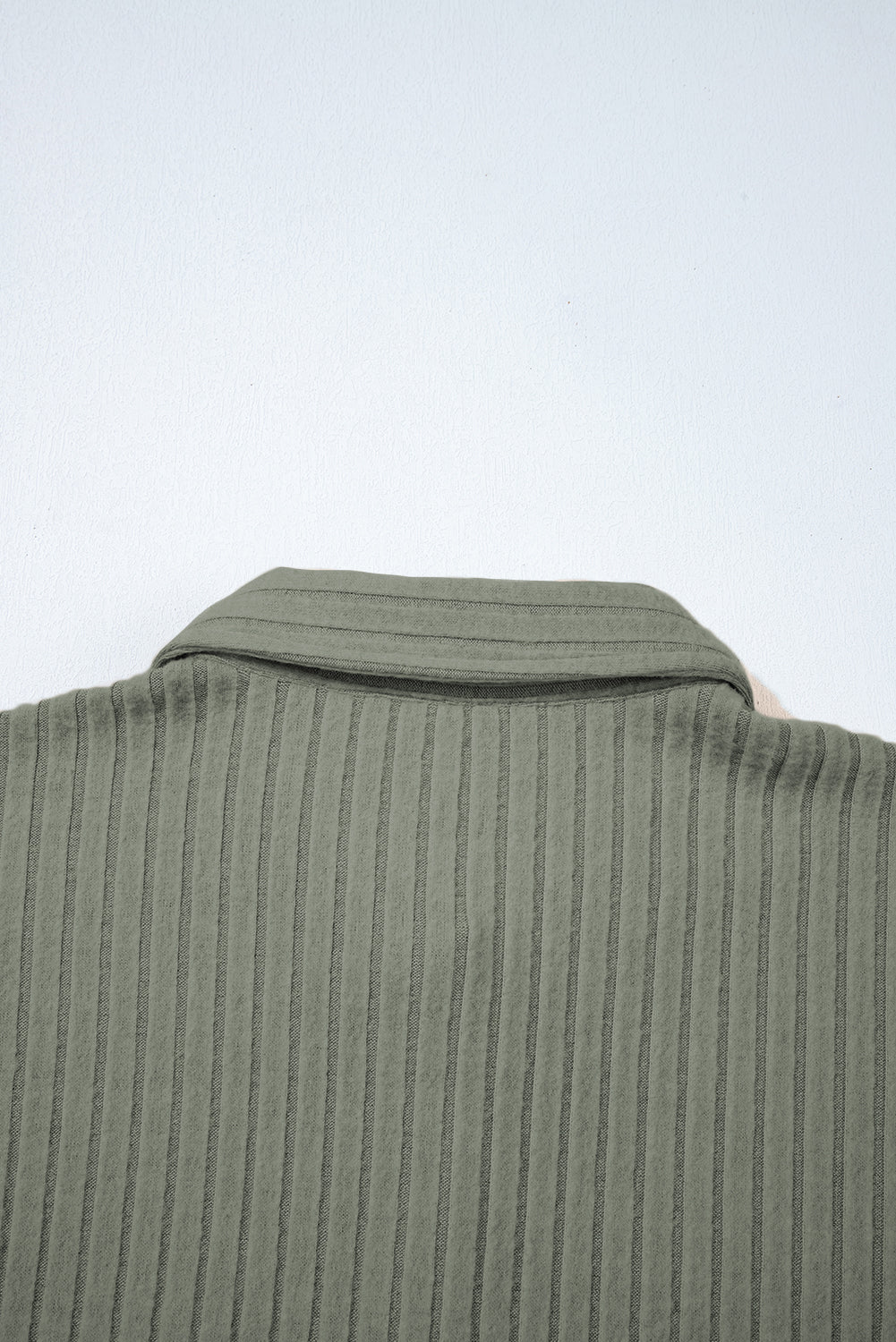 Mist Green Thermal Ribbed Texture Drop Shoulder Button Up Shacket
