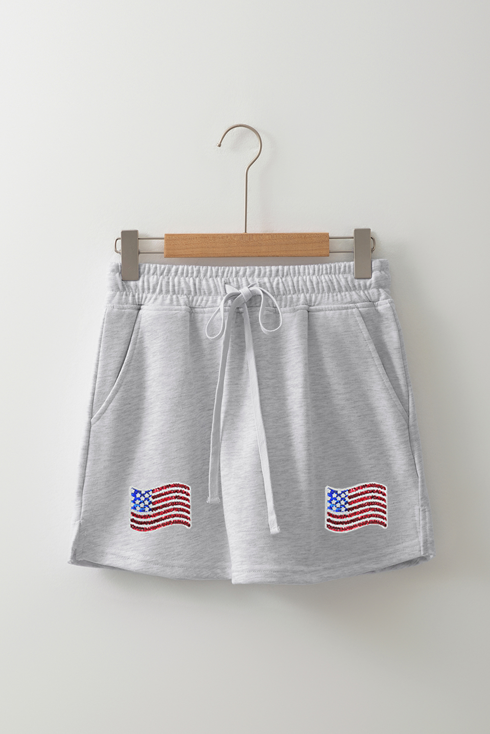 Light Grey American Flag Patched Lace-up High Waist Skort