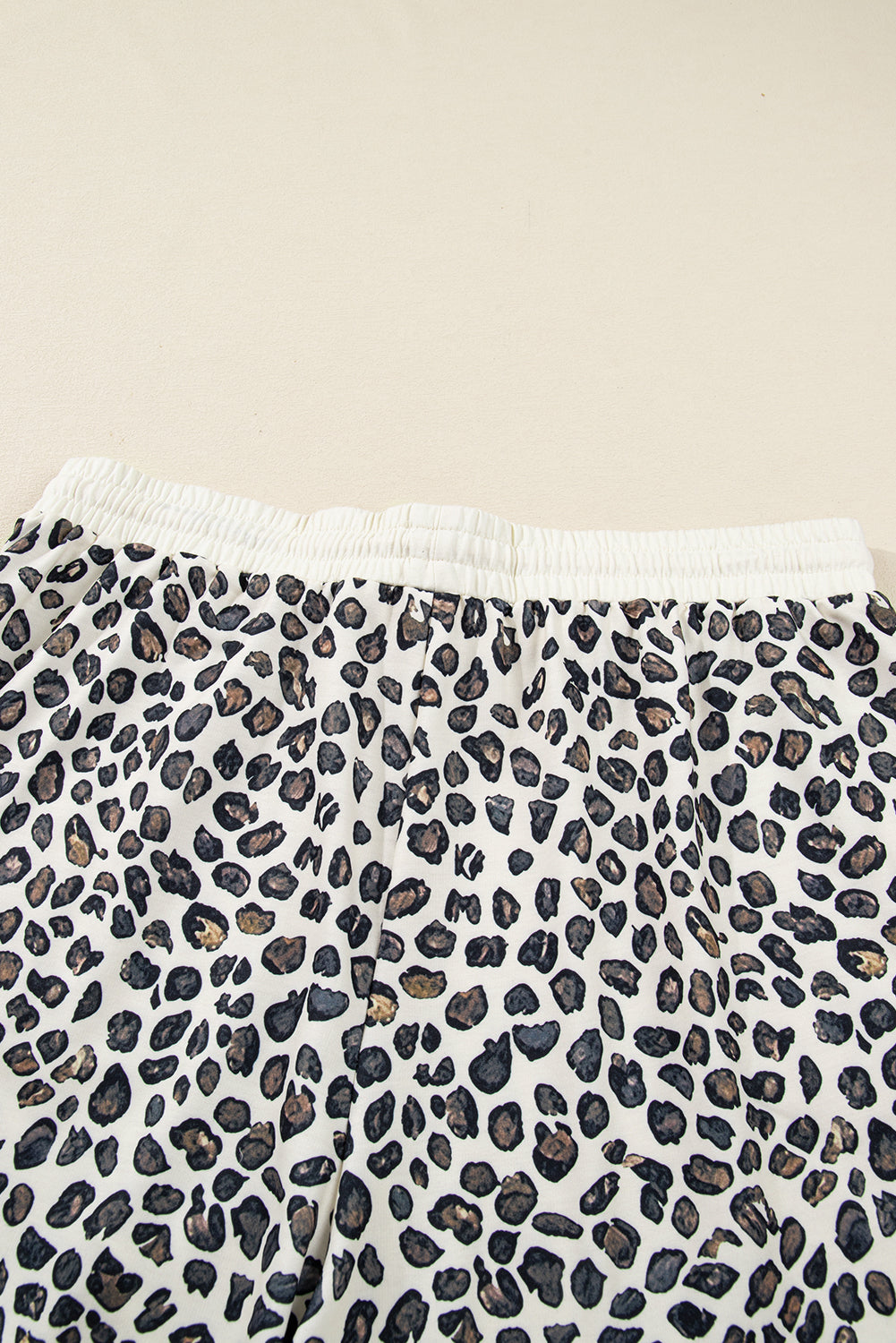Khaki Plus Size Leopard Loose Pullover Casual Shorts 2pcs Outfit