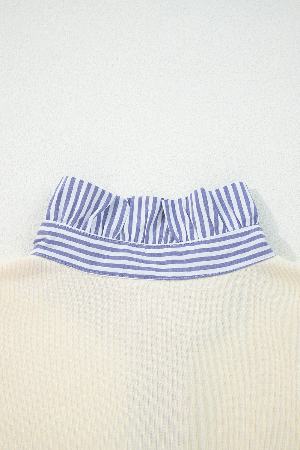 Bonbon Button Striped Collar Patchwork Puff Sleeve Sweatshirt