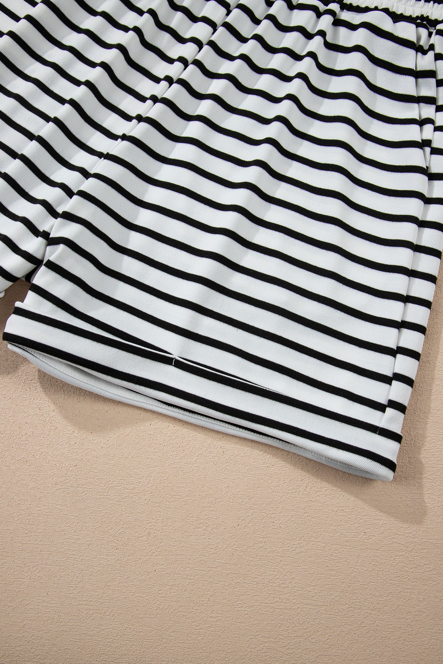 Black Stripe Half Buttons Top and Shorts Set