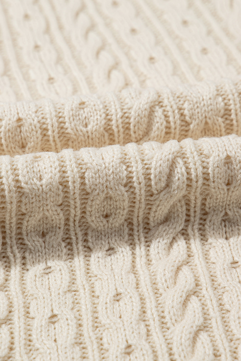 White Cable Knit Texture Uneven Hem Hooded Chic Cardigan
