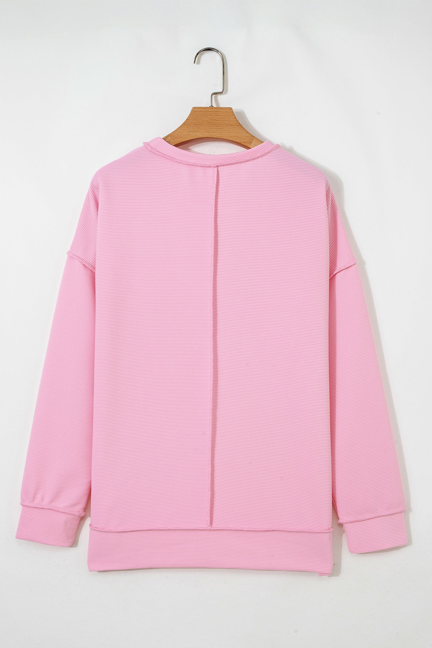 Lavendula Horizontal Ribbed Exposed Seam Detail Drop Shoulder Baggy Pullover