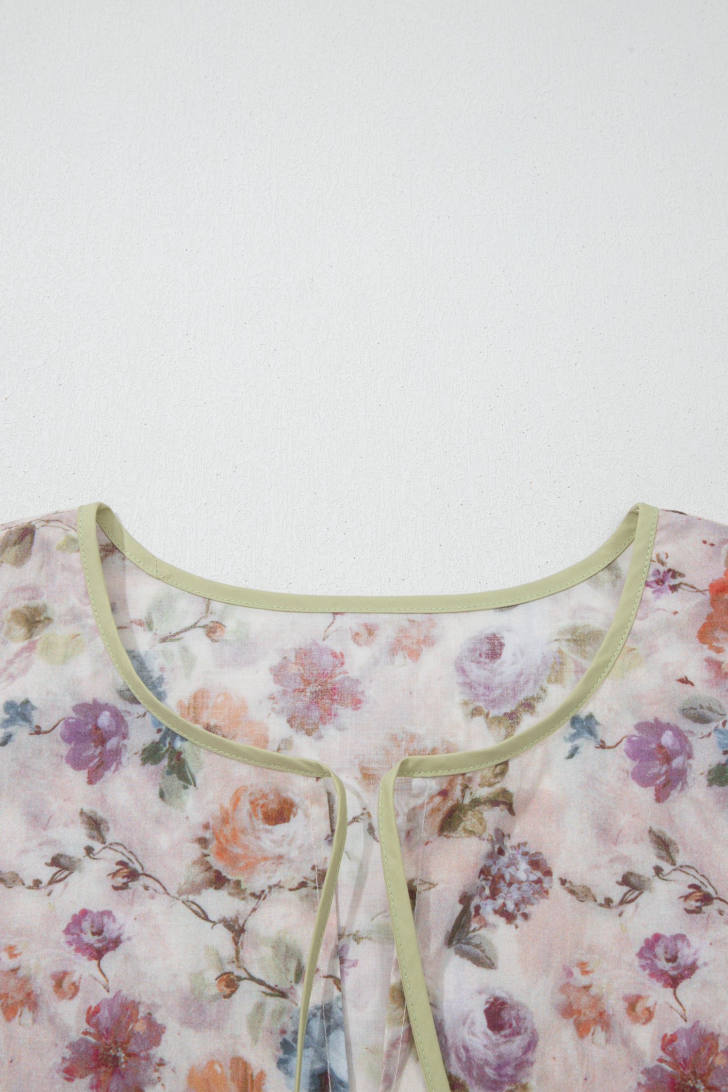 Black Plus Size Floral Print Contrast Trim Striped Detail Babydoll Blouse