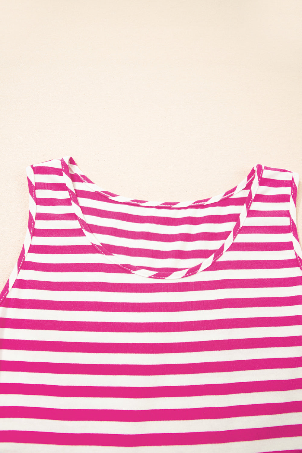 Black Stripe U Neck Sleeveless Loose Fit Mini Dress