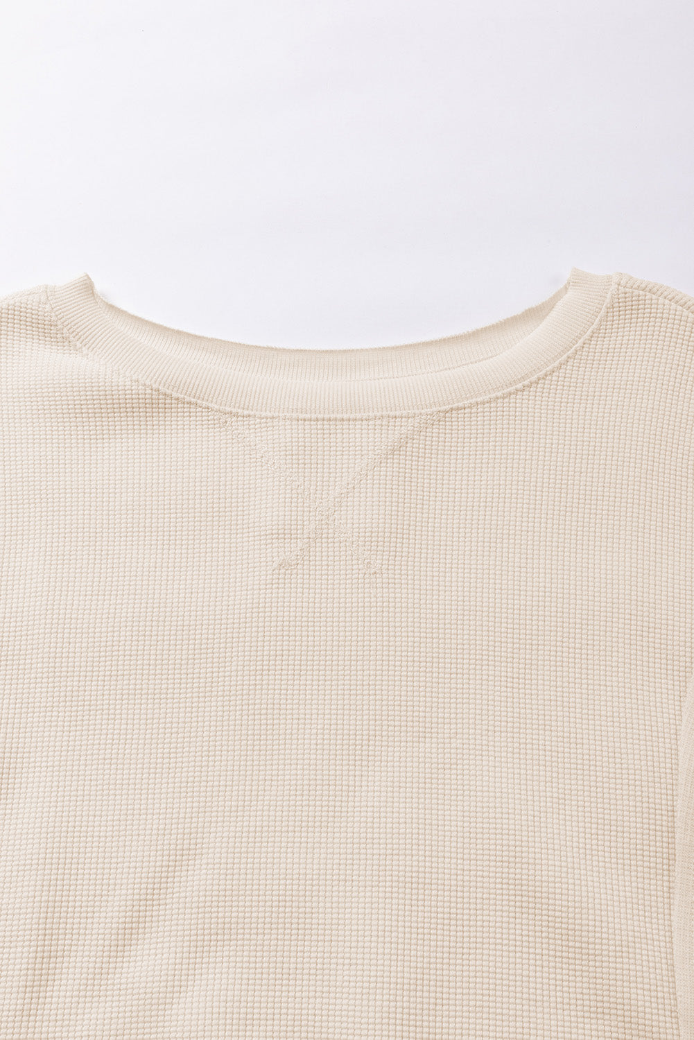 White Waffle knit Bishop Sleeve Split Oversized Top