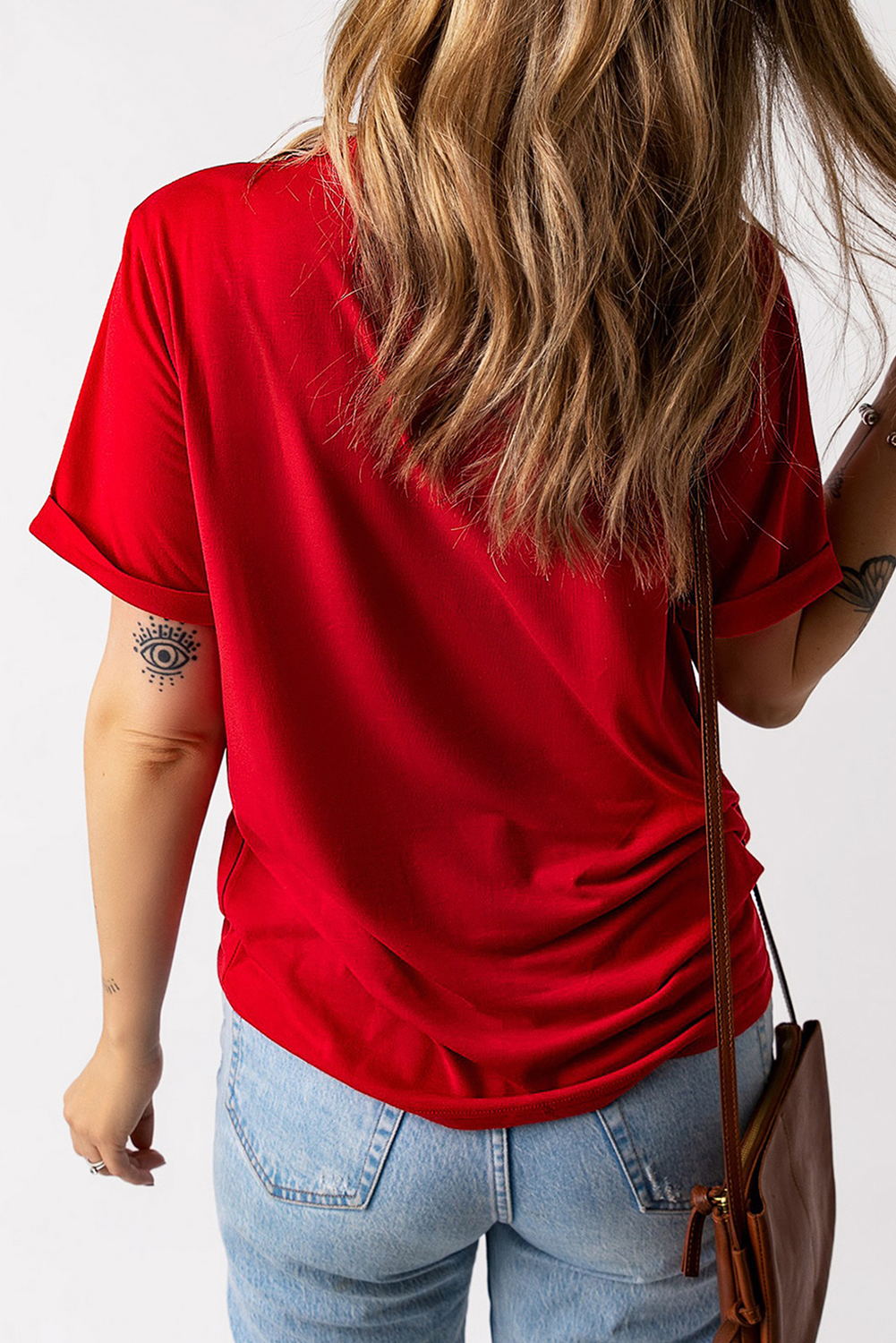 Red Stars and Stripes Bow Print Independence Day T Shirt