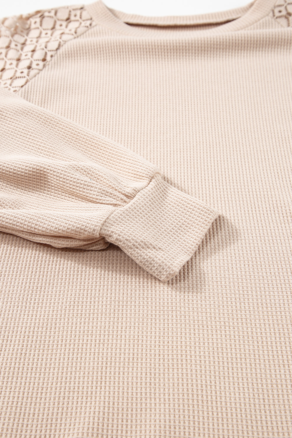 White Lace Long Sleeve Textured Pullover