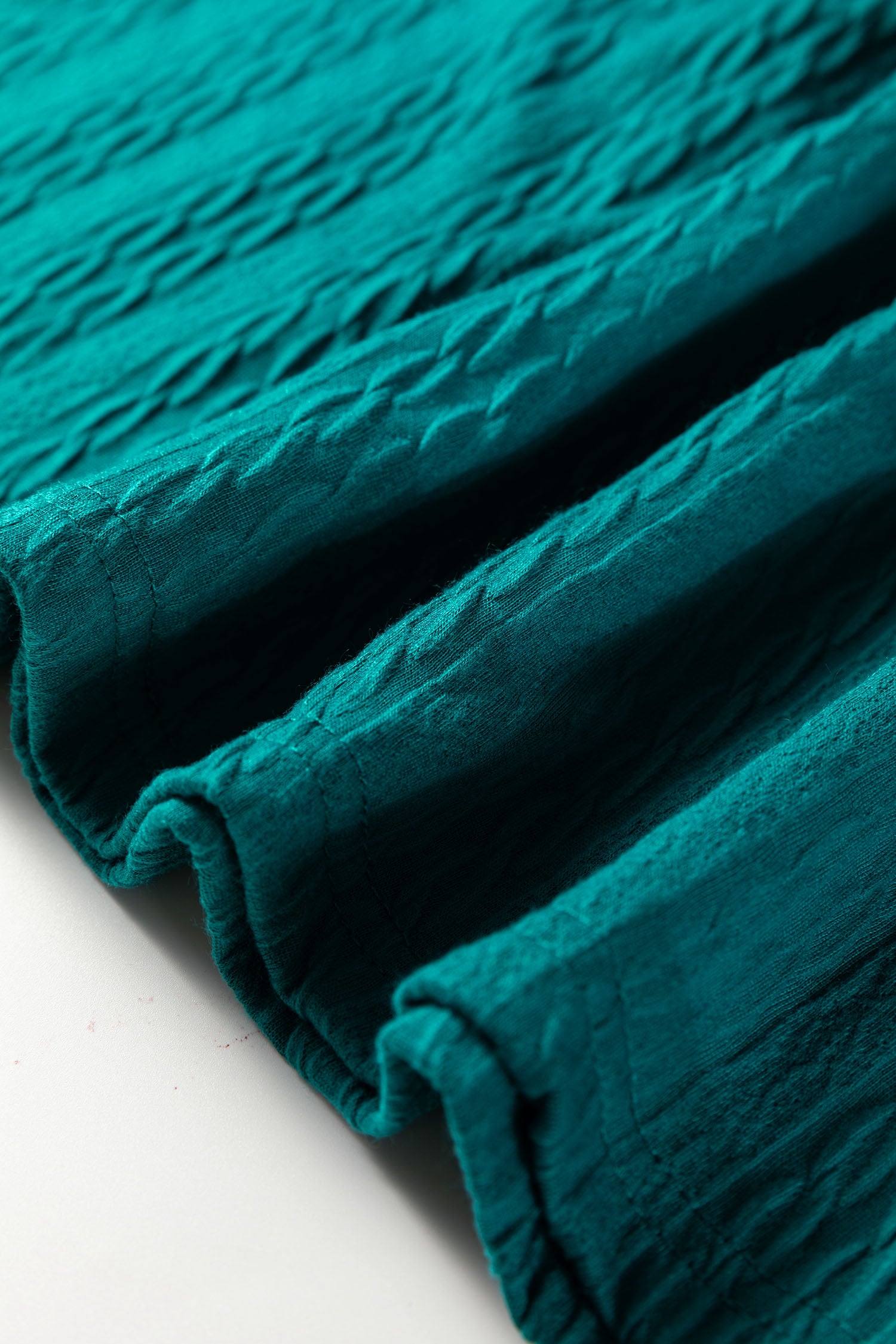 Smoke Green Textured Round Neck Sweatshirt & Loose Drawstring High Waist Pant Set