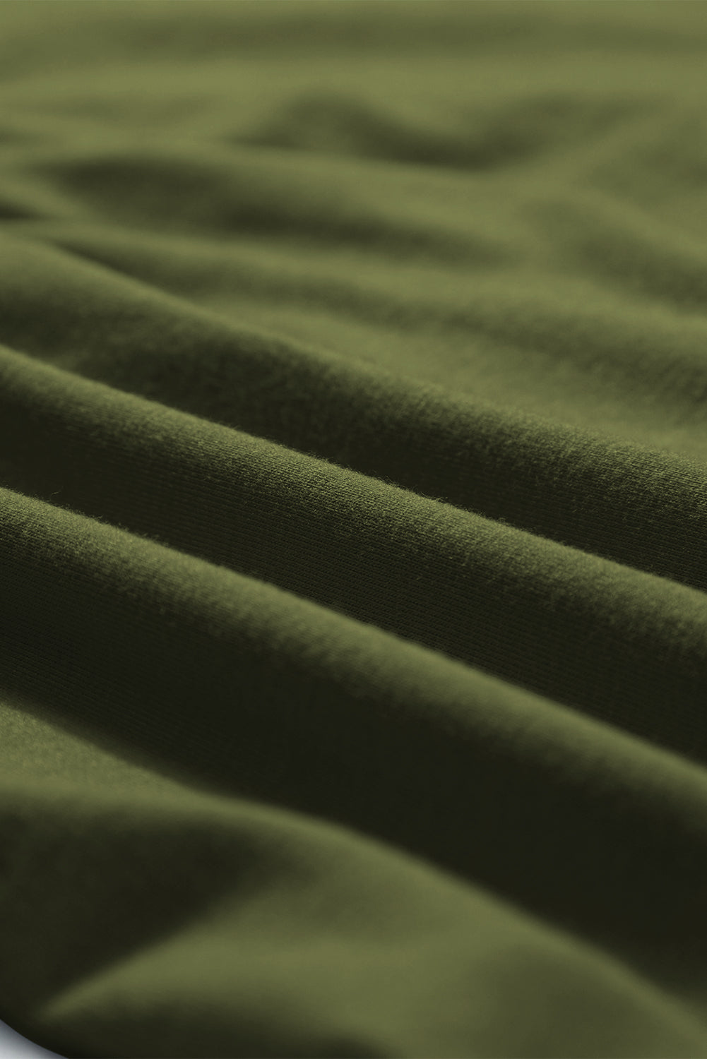 Fern Green Asymmetric Shoulder Color Block Twist Detail Loose Top