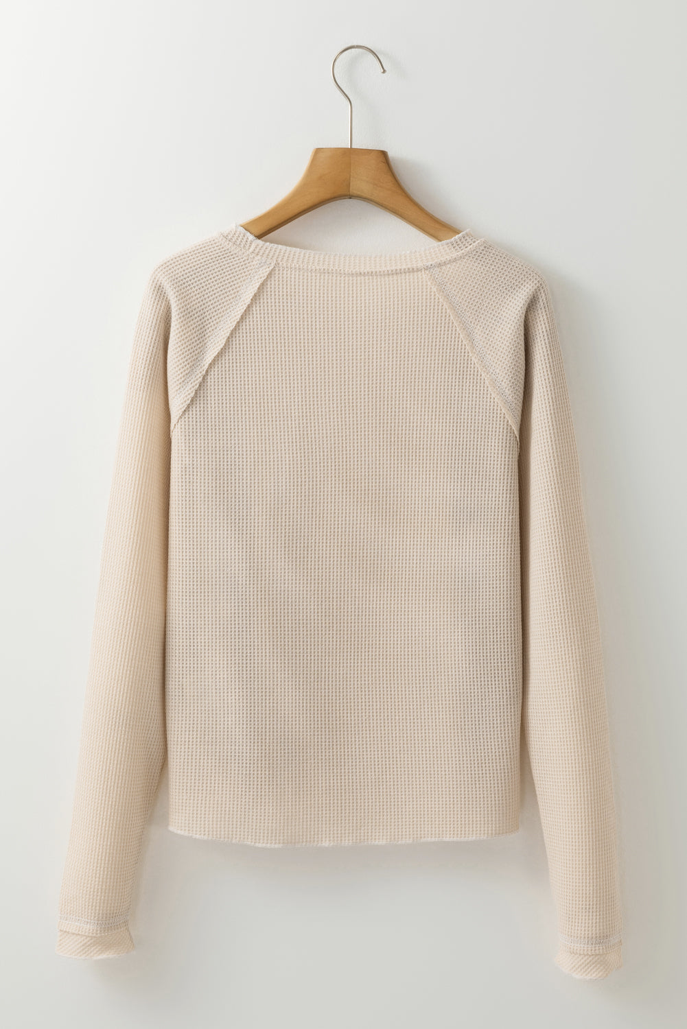 Smoke Gray Textured Round Neck Long Sleeve Top