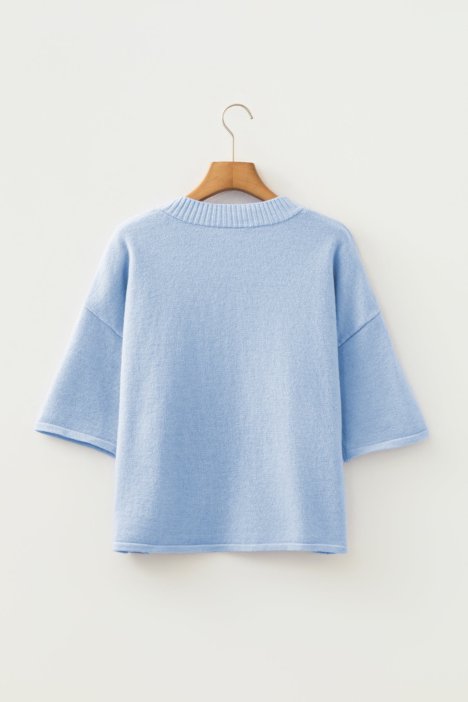 Lavendula 3/4 Sleeve Boxy Knit Button Down Sweater Cardigan