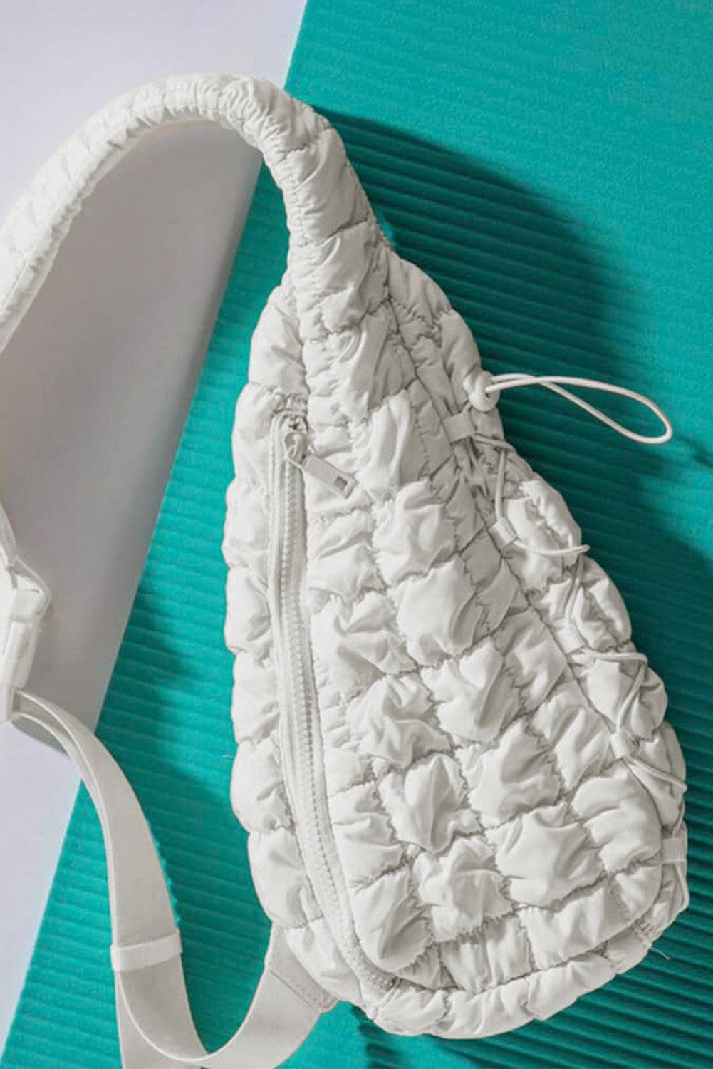 Wisteria Marshmallow Quilted Drawstring Decor Sling Bag
