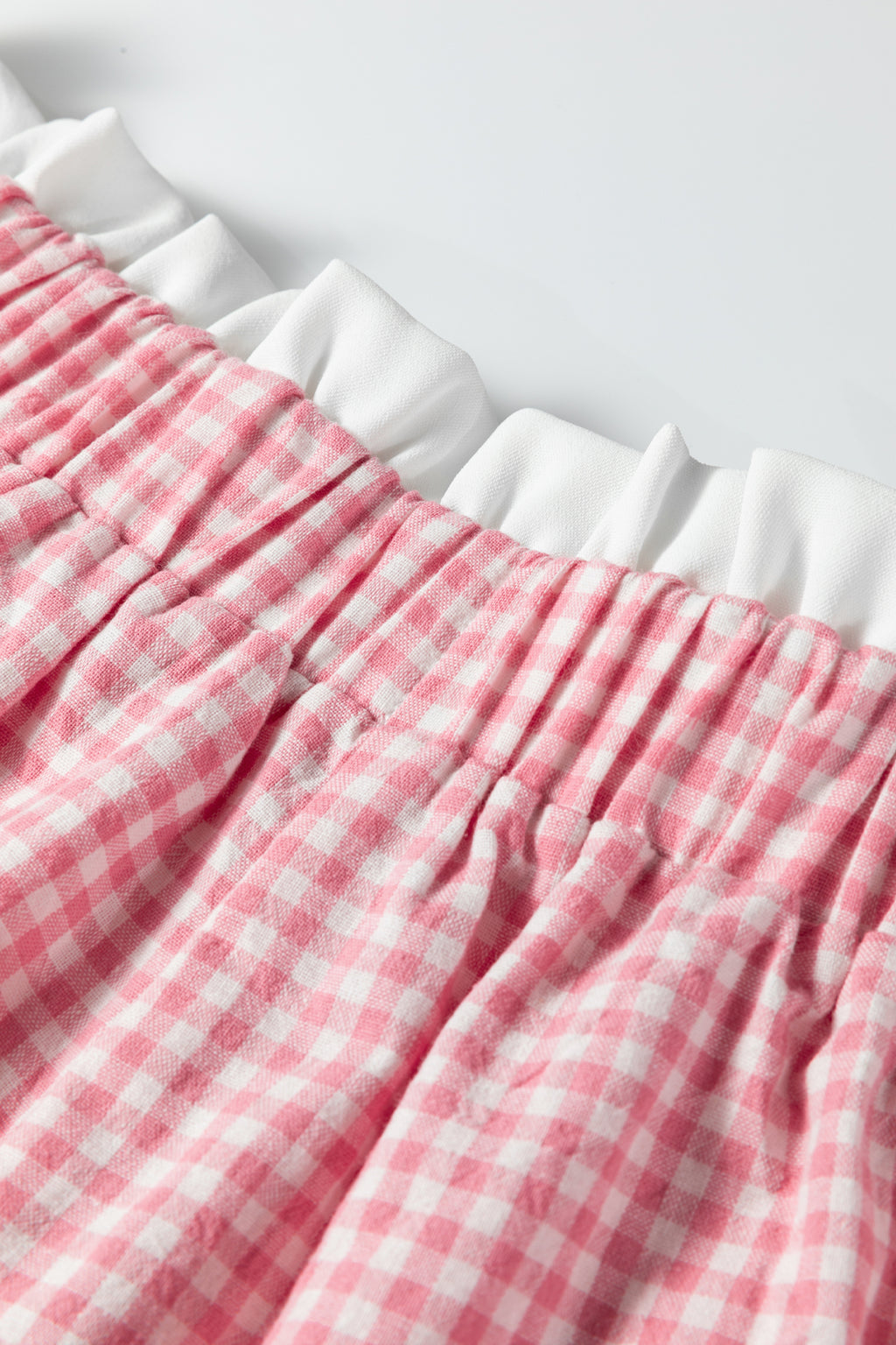 Red Contrast Trim Plaid Print Plus Size Shorts