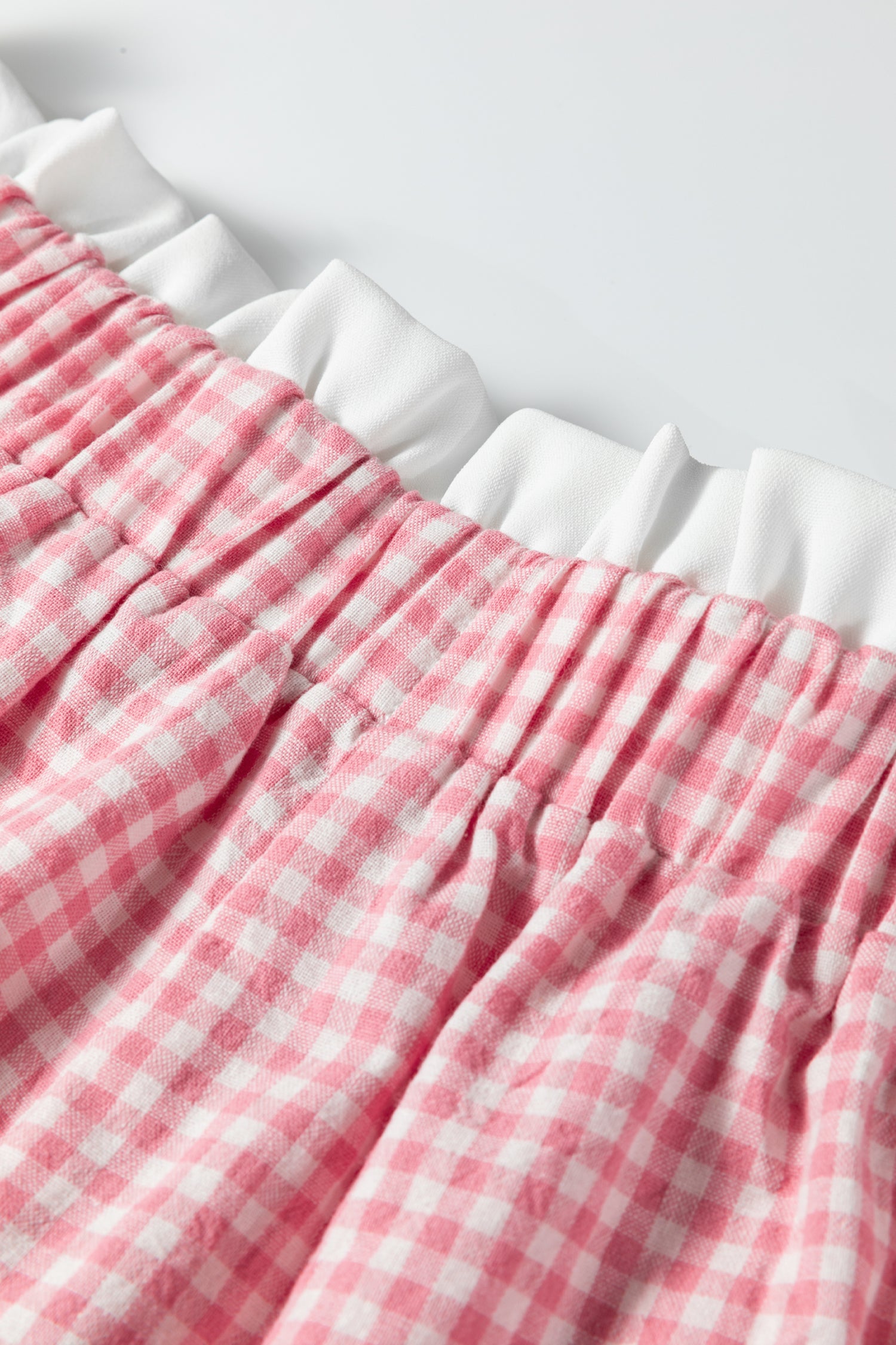 Red Contrast Trim Plaid Print Plus Size Shorts