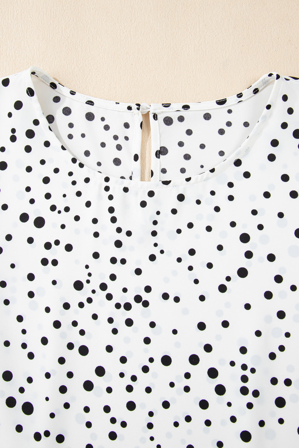 White Dalmatian Print Layered Ruffled Short Sleeve Blouse