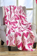 Bright Pink Floral Heart Ultra Plush Throw Blanket