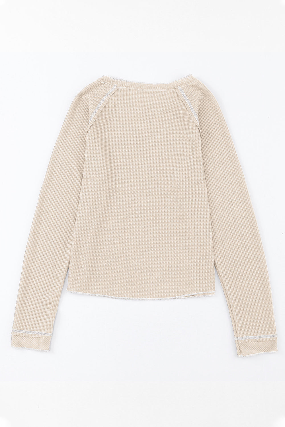 Smoke Gray Textured Round Neck Long Sleeve Top