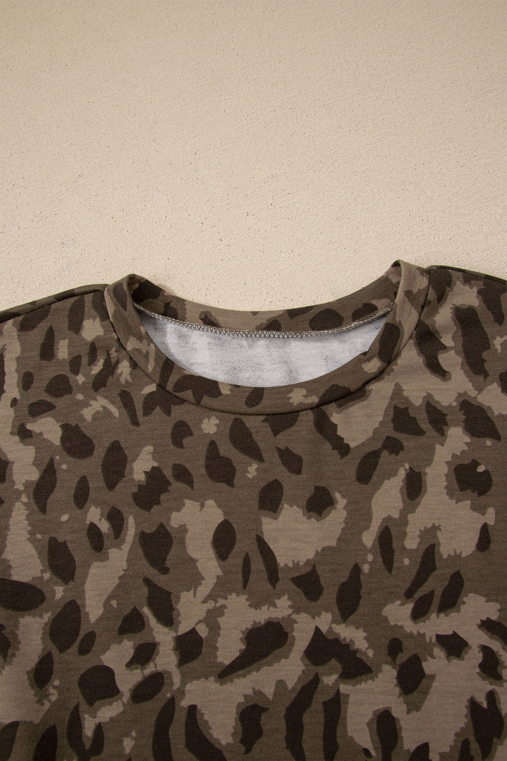 Brown Leopard Loose Tee Drawstring Waist Barrel Pants Set