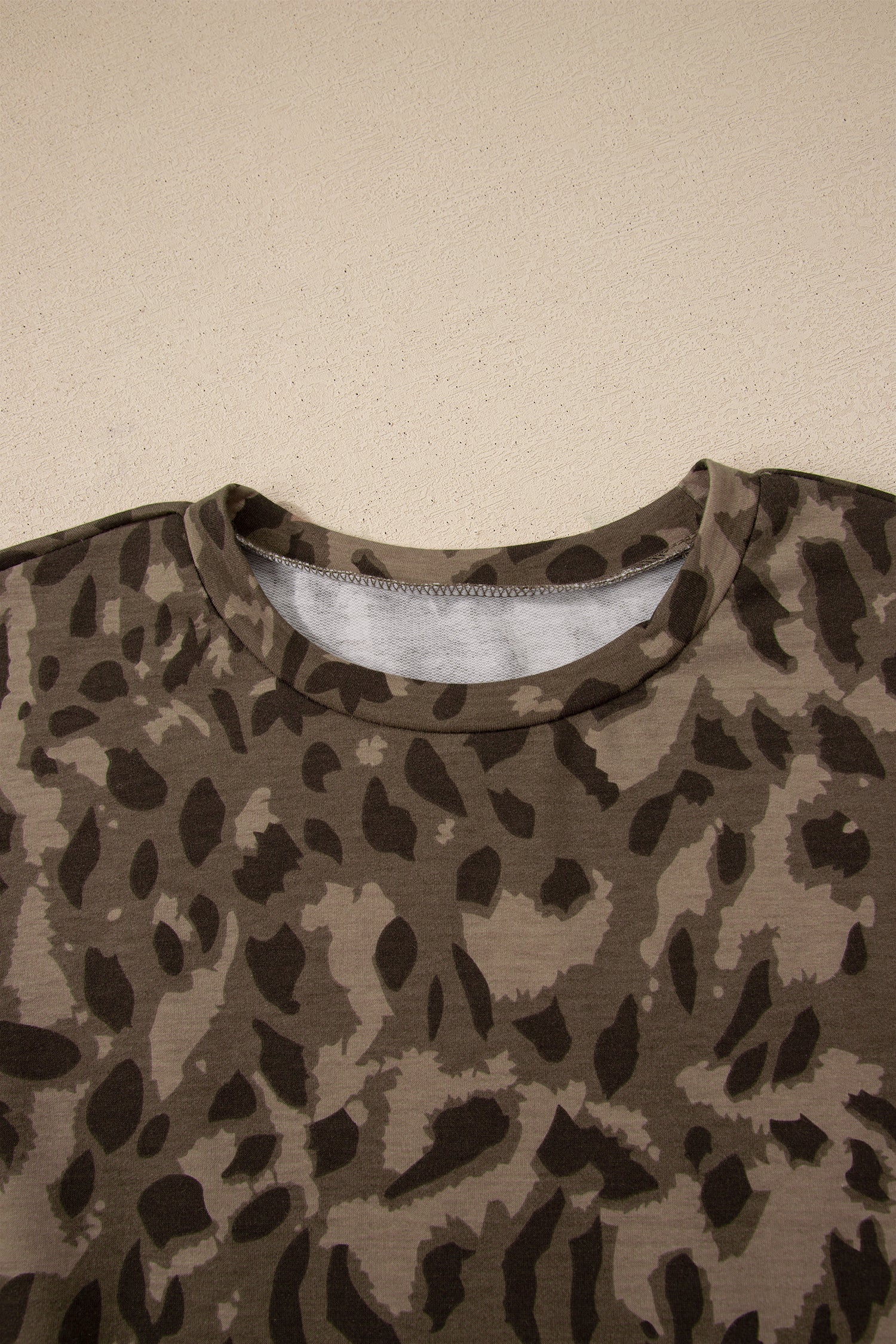 Brown Leopard Loose Tee Drawstring Waist Barrel Pants Set