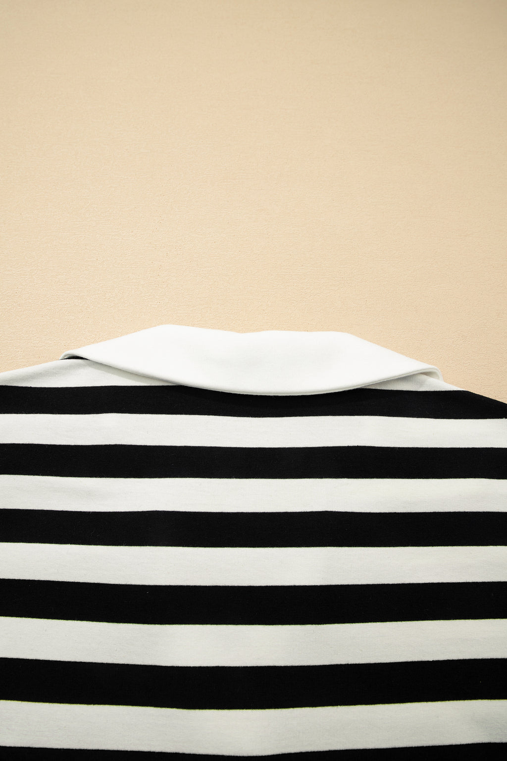 Pink Stripe Collar V Neck Ruffled Short Sleeve Blouse