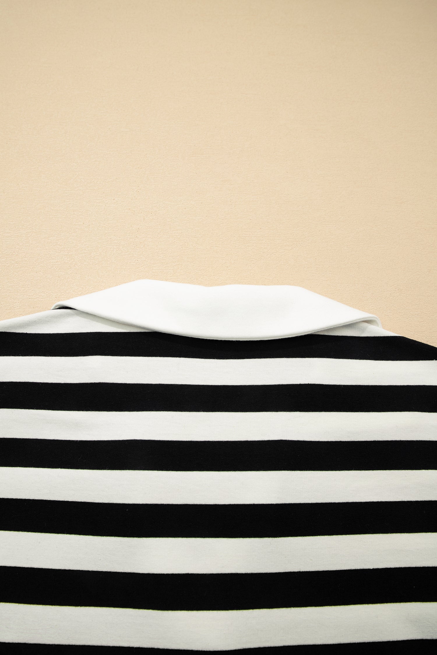 Pink Stripe Collar V Neck Ruffled Short Sleeve Blouse