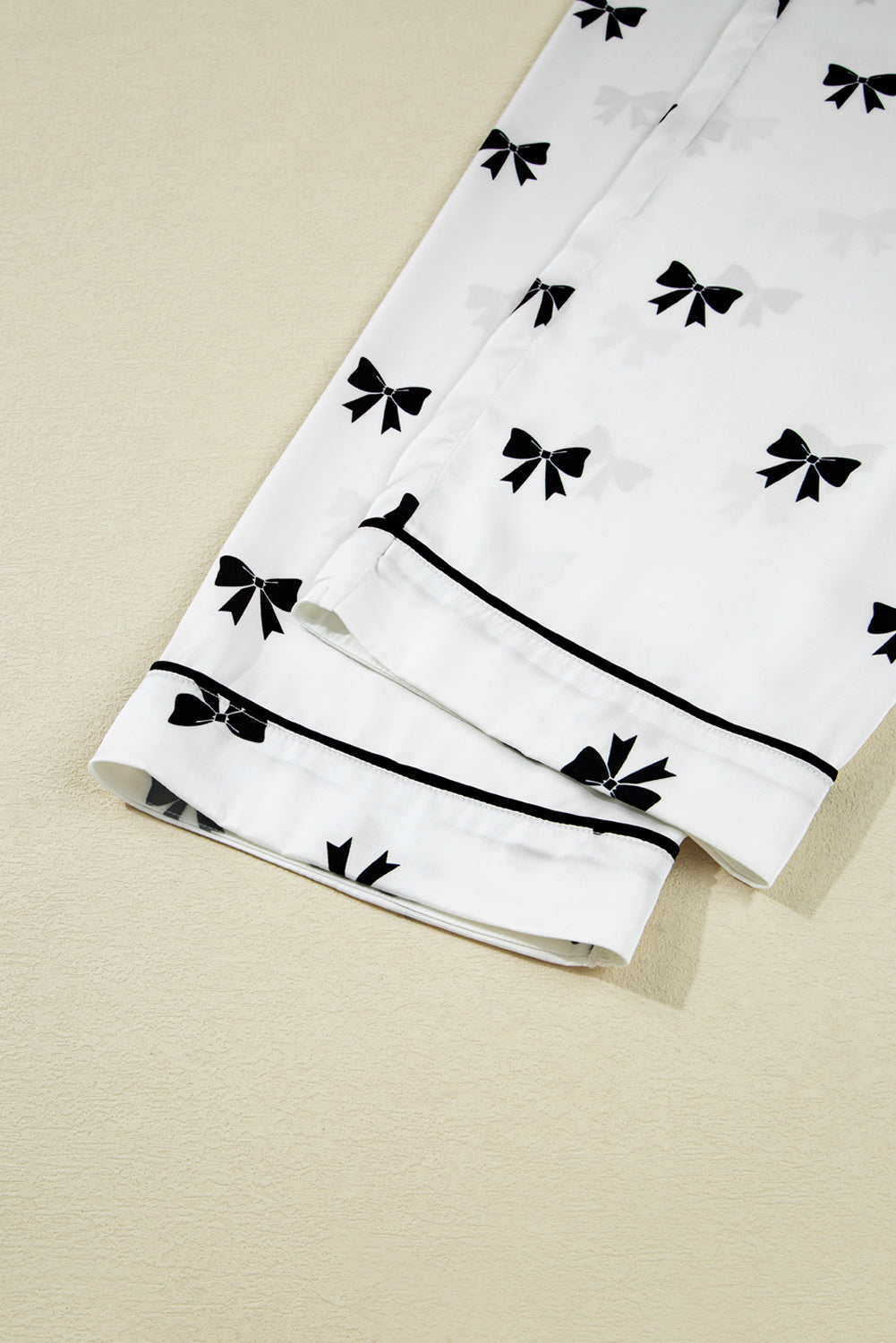 White Bows Print Two Piece Sleepwear