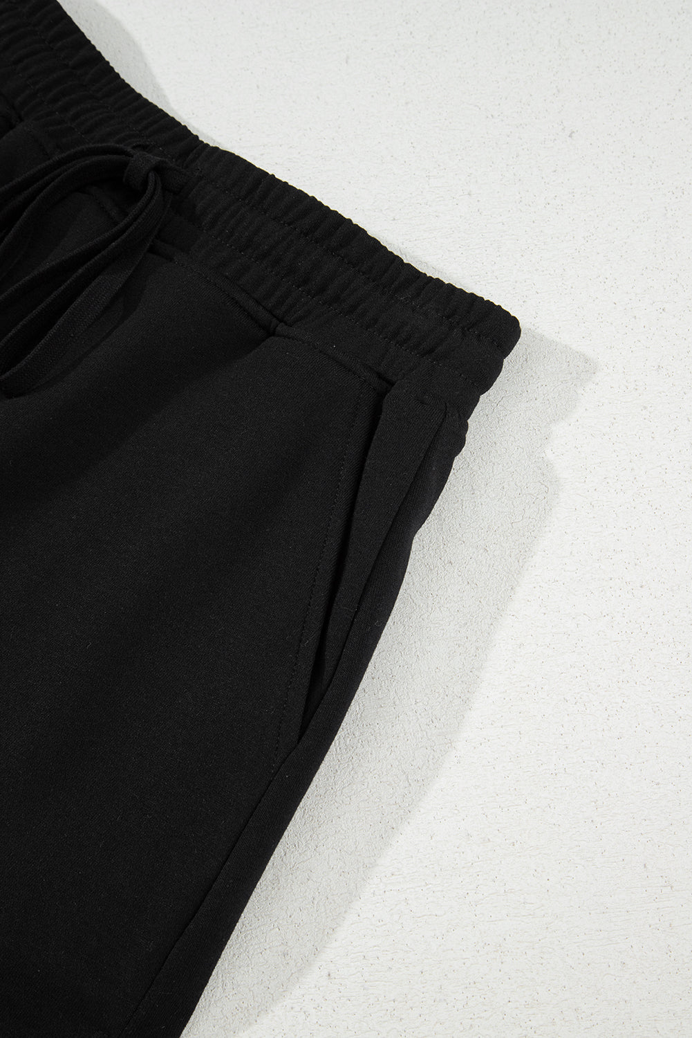 Black French Terry Drawstring Elastic Waistband Mini Skort with Pockets