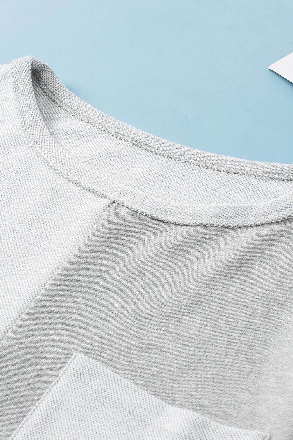 Gray Contrast Patchwork Double Chest Pocket Top