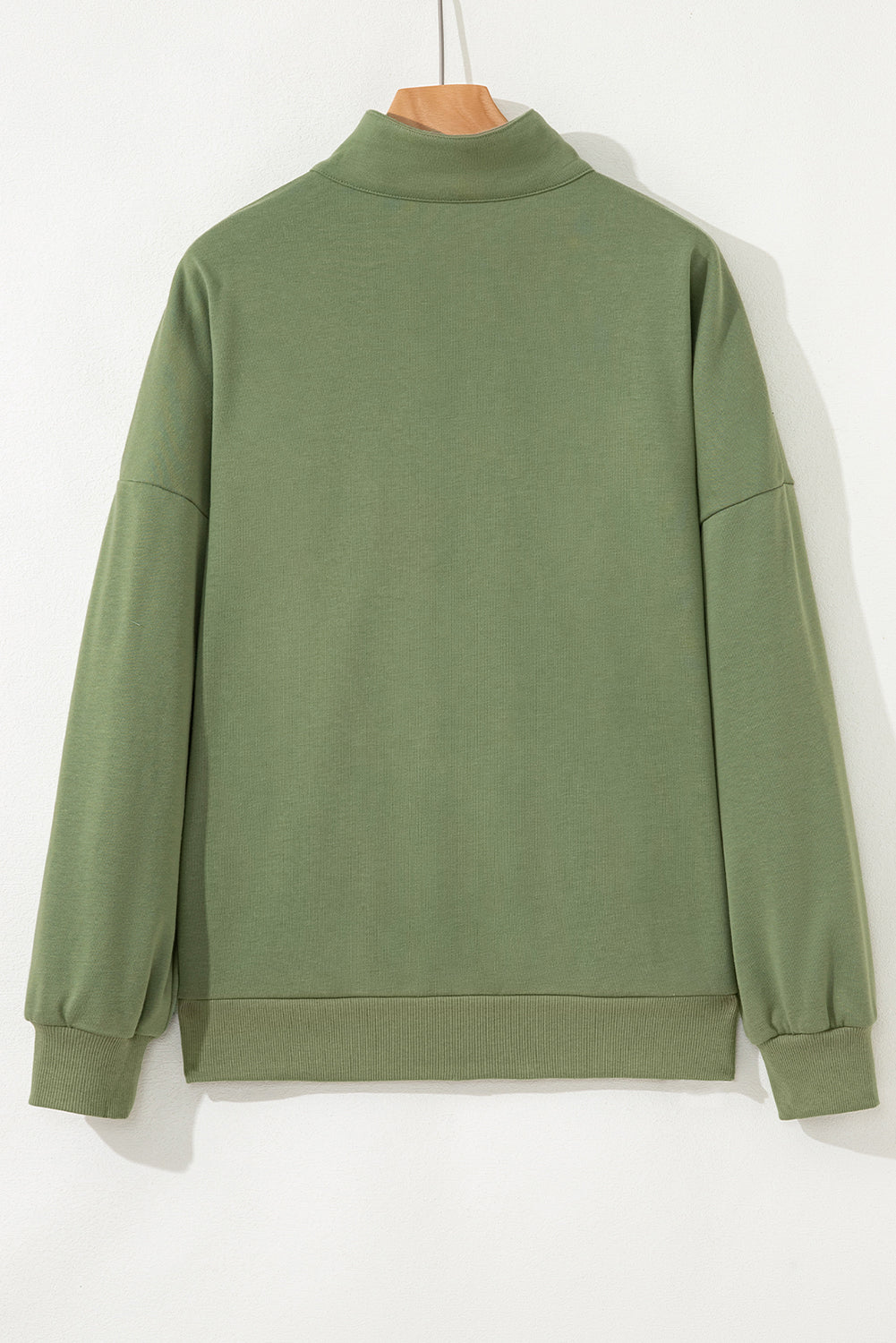 Light Grey Contrast Striped Patchwork Zip Collar Pullover Sweatshirt