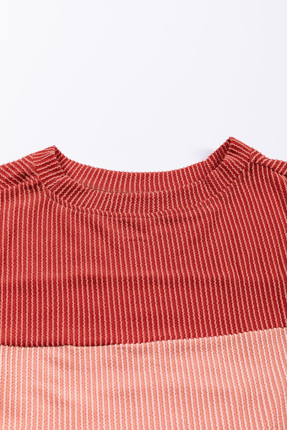 Pale Chestnut Color Block Corded Long Sleeve Top