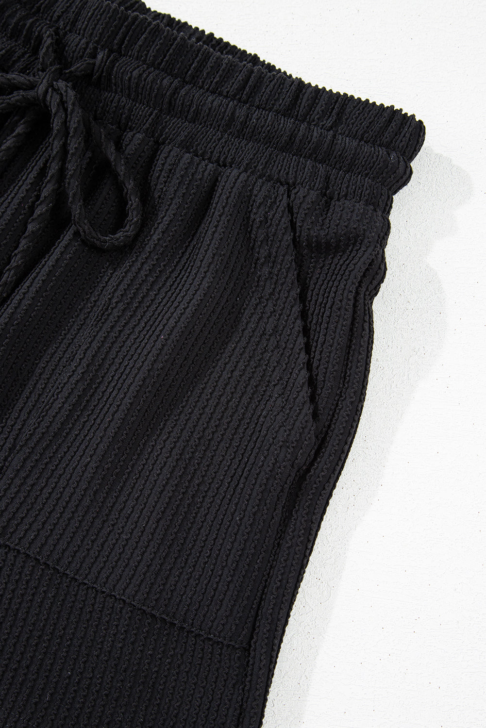 Black MERRY Corded Long Sleeve Top and Pockets Pants Set
