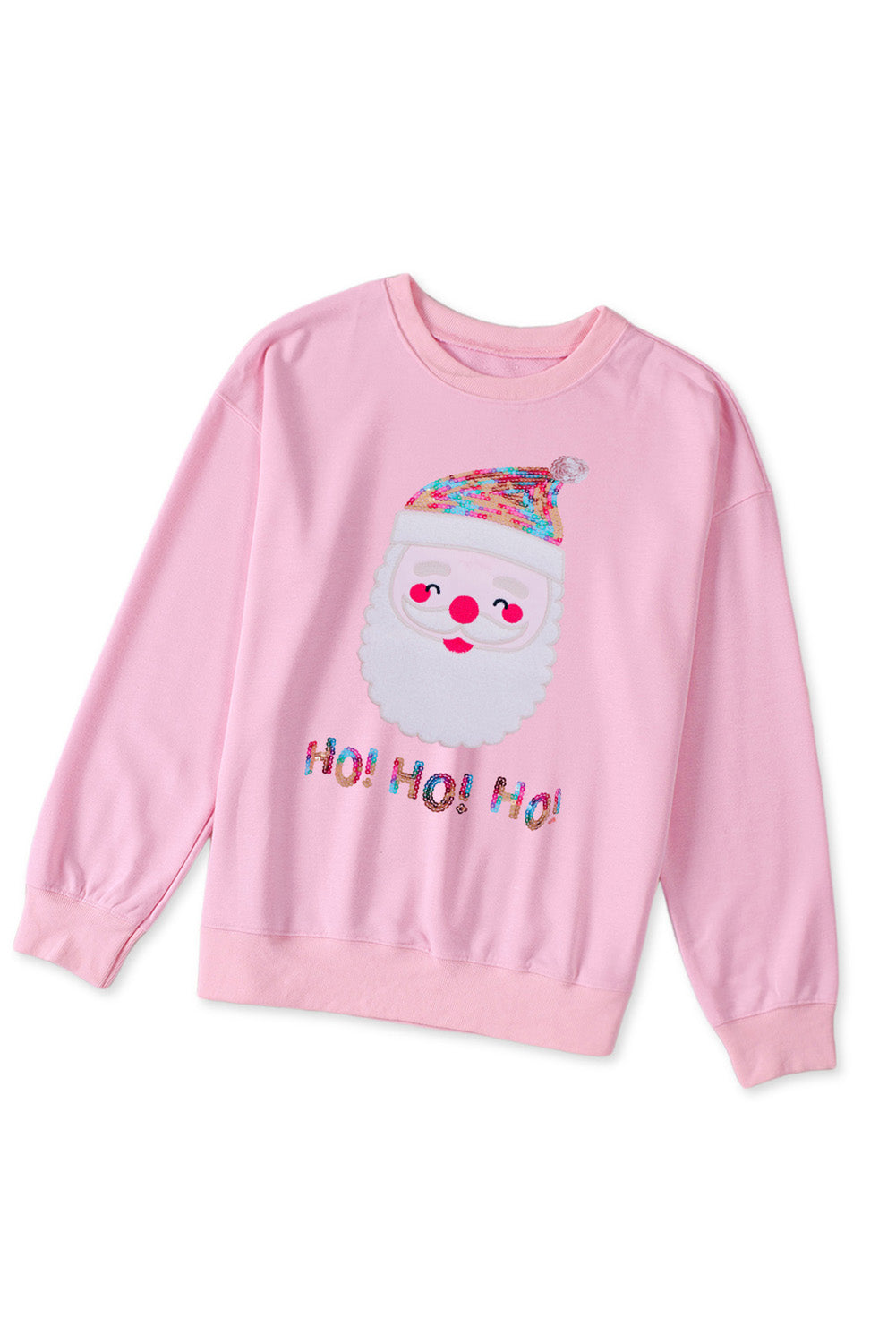 Fiery Red Santa Claus Sequin Graphic Sweatshirt