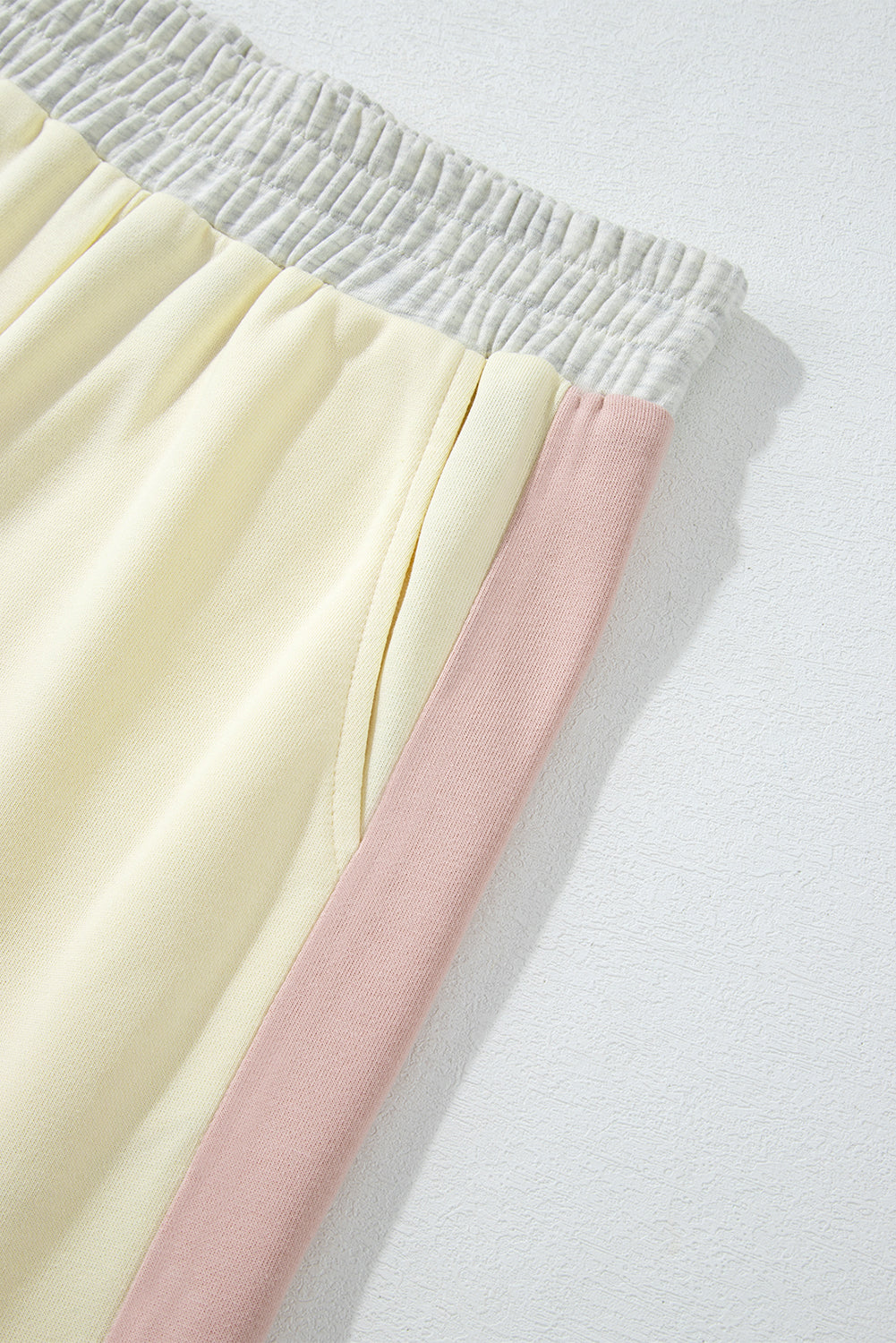 Apricot 2pcs Color Block Pullover Loose Pant Set