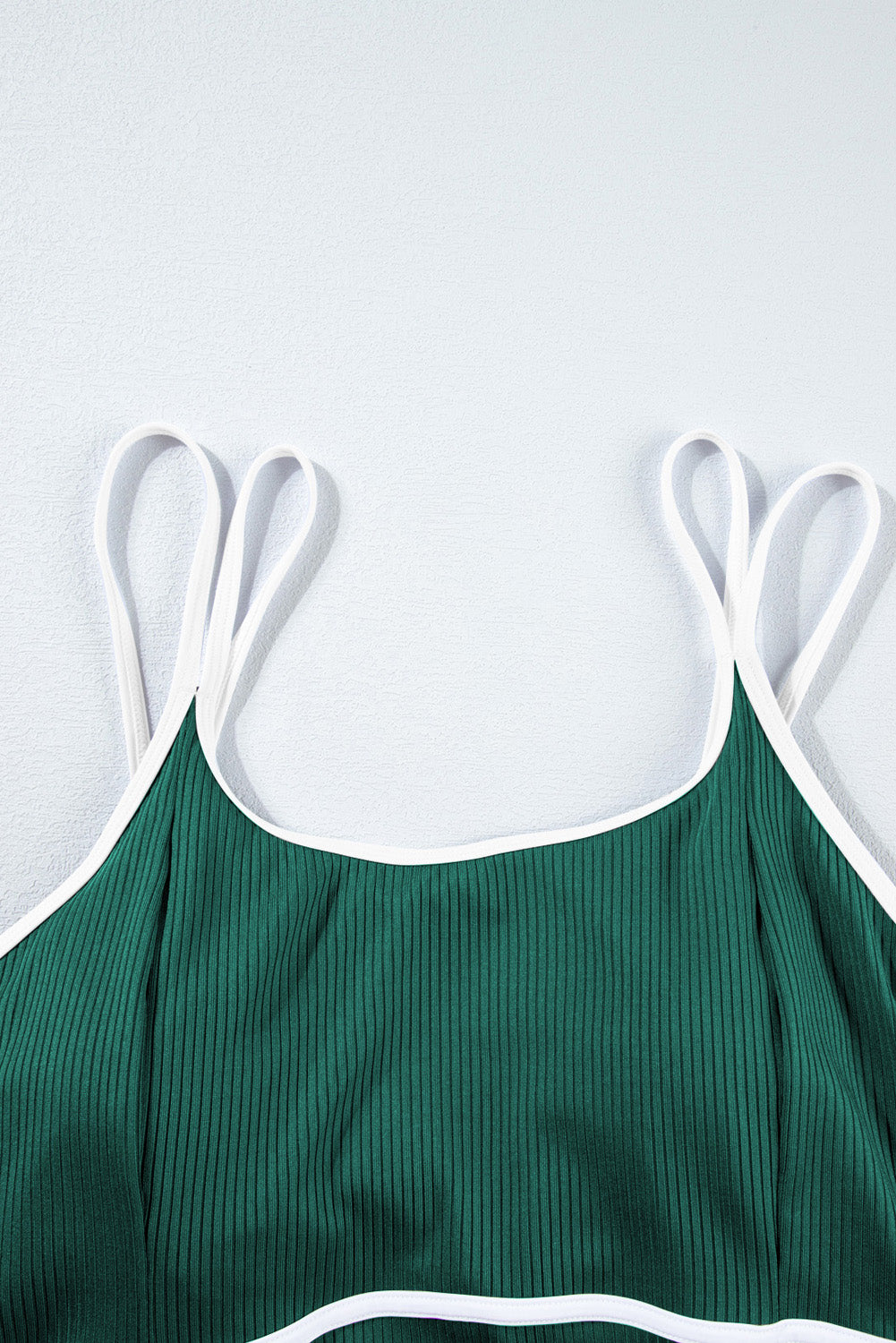 Skobeloff Plus Size Ribbed Contrast Trim Adjustable Straps 2pcs Swimsuit