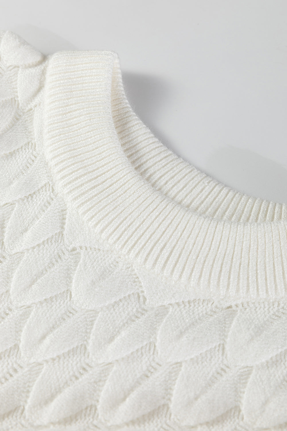 Straw Yellow Fish Scale Textured Knit Ribbed Crew Neck Short Sleeve Sweater