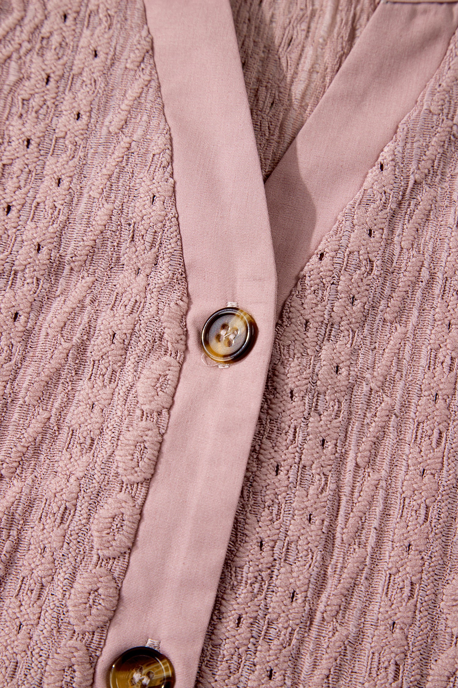Fushia Textured Embroidered Half Buttons Short Sleeve Blouse