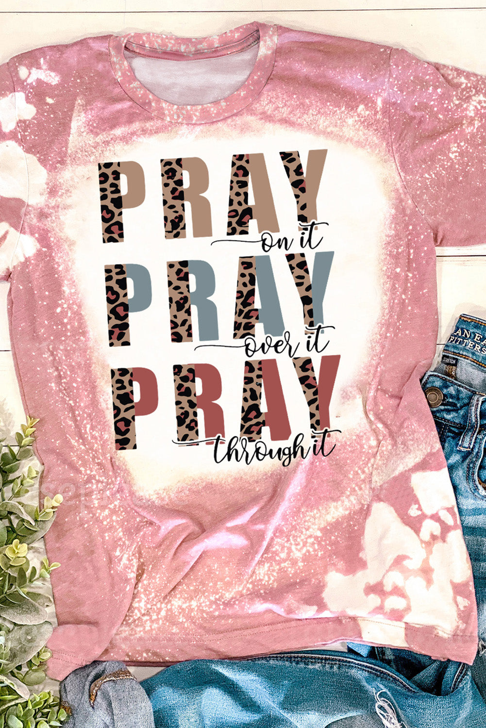 Pink Tie Dye Color Bleached Short Sleeve T Shirt