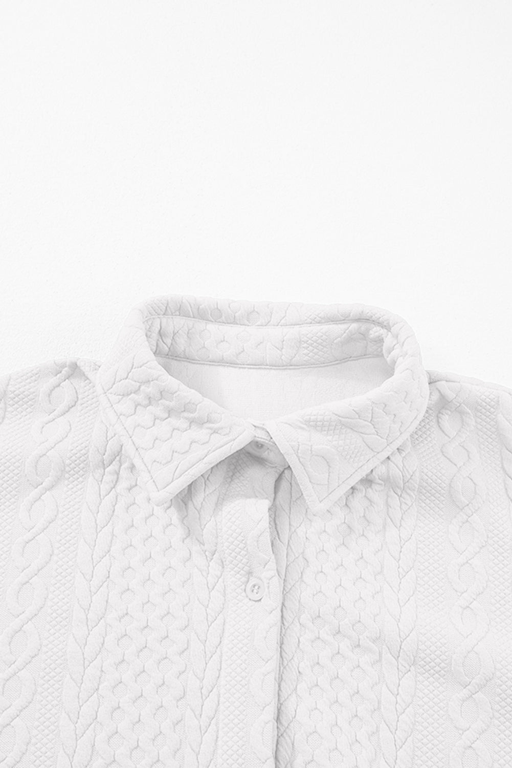 Sepia Rose Cable Texture Puff Sleeve Loose Shacket