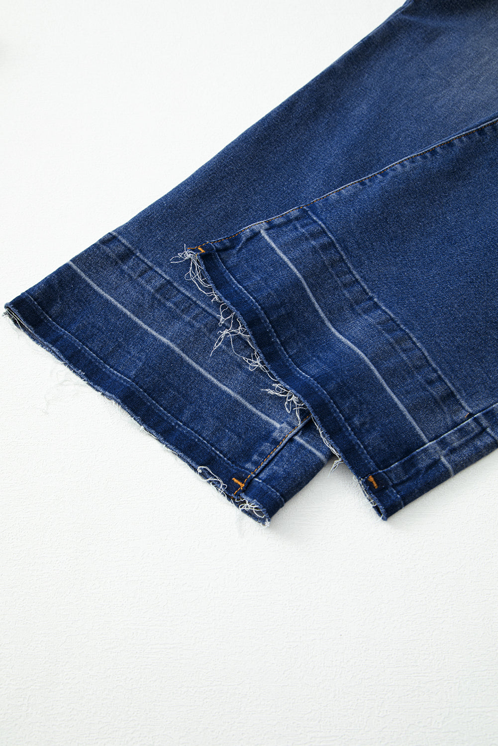 Real Teal Raw Hem Unique Cuffs Straight High Rise Loose Jeans