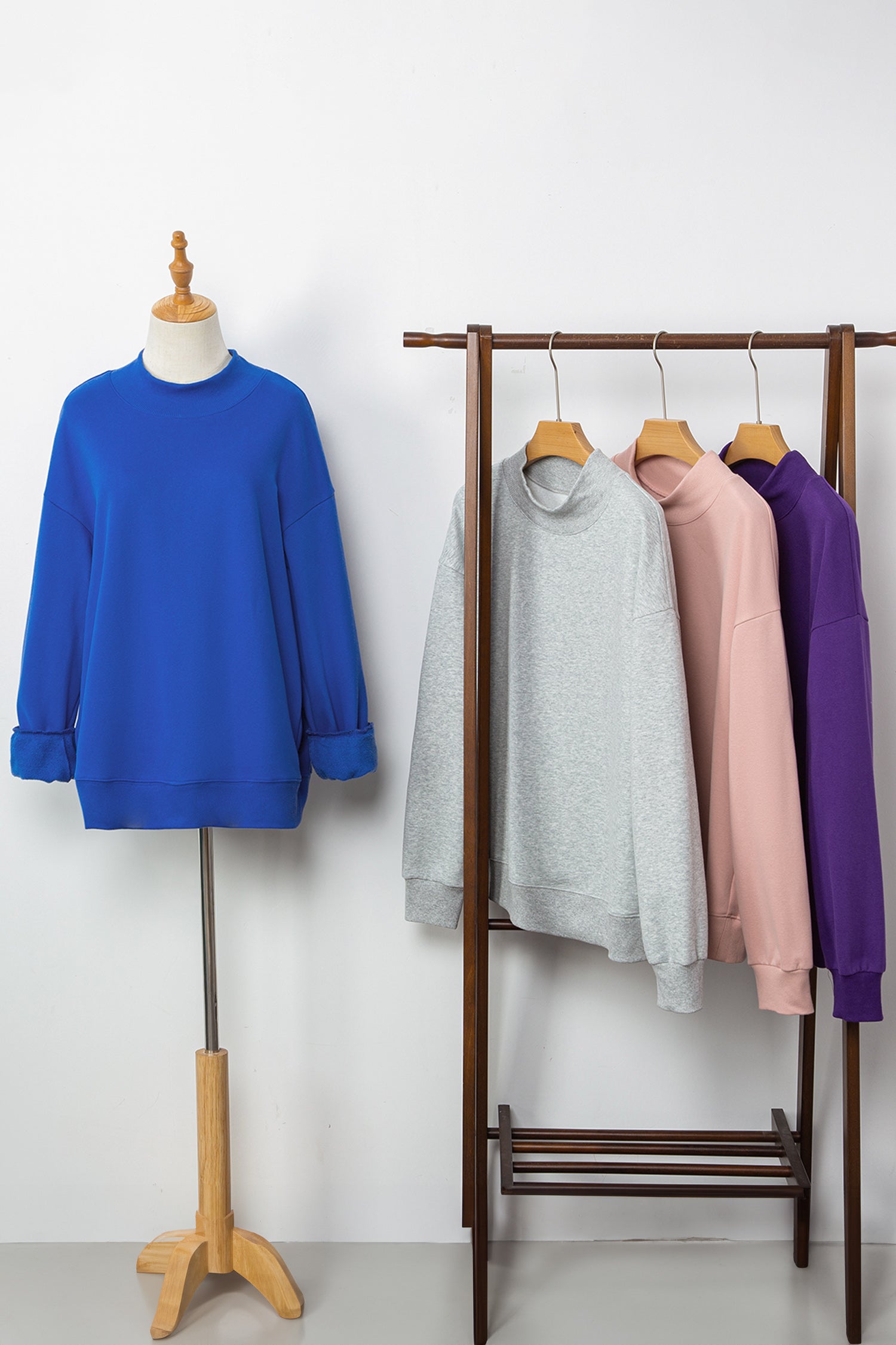 Bright Pink Oversize Blessed Embroidered Mock Neck Sweatshirt